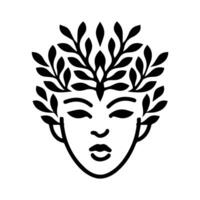 Dryad icon or modern line symbol. line art and icon design with bold outline. Black and white Pixel Perfect minimalistic symbol isolated white background. Silhouette simple thin sign vector