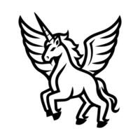Pegasus icon or modern line symbol. line art and icon design with bold outline. Black and white Pixel Perfect minimalistic symbol isolated white background. Silhouette simple thin sign vector