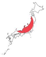 Japan map with flag - outline of a state with a national flag, white background vector