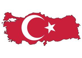 Turkey map with flag - outline of a state with a national flag, white background vector
