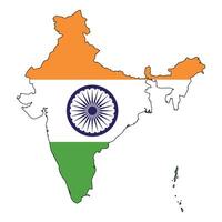 India map with flag - outline of a state with a national flag, white background vector