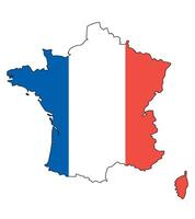 France map with flag - outline of a state with a national flag, white background vector