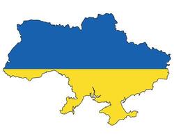 TiskUkraine map with flag - outline of a state with a national flag, white background vector