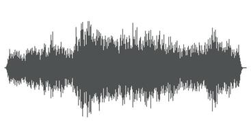 Oscilloscope audio sound waveform - black and white simple symbol silhouette of sound wave, illustration isolated on white background vector