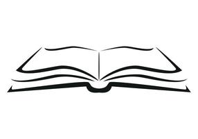 book - black and white symbol illustration of an open book, isolated on white background vector