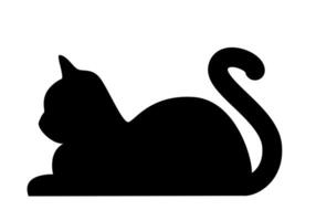 cat - cartoon silhouette of lying cat, black and white illustration on white background vector