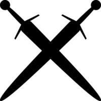 Sword silhouette - two crossed swords, illustration of medieval sword isolated on a white background vector