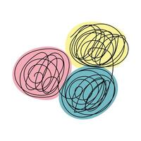 Sketch yarn ball minimal skein of woolen drawing line art. Yarn ball cotton wool hand drawn line concept with white ioslated background. Abstract,illustration. vector
