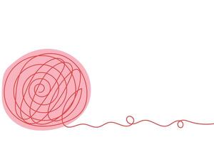 Sketch yarn ball minimal skein of woolen drawing line art. Yarn ball cotton wool hand drawn line concept with white ioslated background. Abstract,illustration. vector