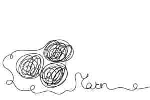 Sketch yarn ball minimal skein of woolen drawing line art. Yarn ball cotton wool hand drawn line concept with white ioslated background. Abstract,illustration. vector