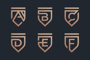 Shield design bundle element idea with creative modern letter style vector