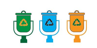 trash can bin Plastic containers for garbage of different type vector