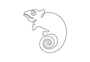 Chameleon one continuous line drawing premium illustration vector