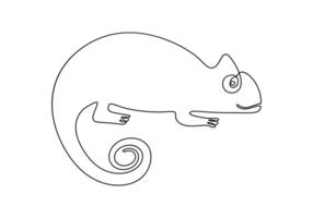 Chameleon one continuous line drawing premium illustration vector