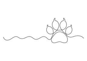 Continuous one line drawing of cat footprint for international cat day premium illustration vector