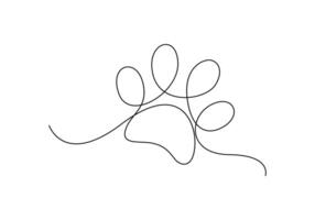 Continuous one line drawing of cat footprint for international cat day premium illustration vector