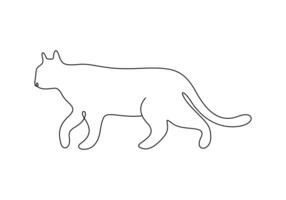 Cat in one continuous line drawing premium illustration vector