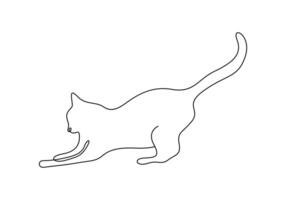 Cat in one continuous line drawing premium illustration vector