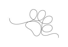 Continuous one line drawing of cat footprint for international cat day premium illustration vector