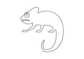 Chameleon one continuous line drawing premium illustration vector