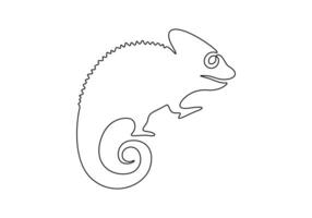 Chameleon one continuous line drawing premium illustration vector
