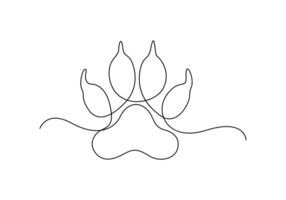 Continuous one line drawing of cat footprint for international cat day premium illustration vector