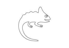 Chameleon one continuous line drawing premium illustration vector