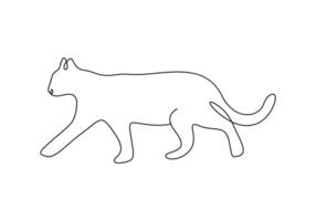 Cat in one continuous line drawing premium illustration vector