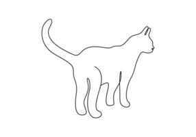 Cat in one continuous line drawing premium illustration vector