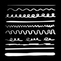 Set of artistic pen brushes. Hand drawn grunge strokes. Doodle lines, various dividers for web sites. vector