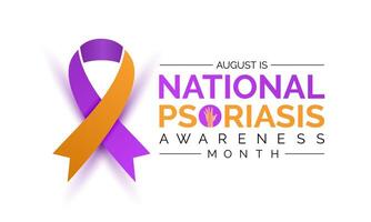 illustration of Psoriasis awareness month is observed every year in August. Banner design template. vector