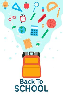 back to school vertical banner illustration in flat style