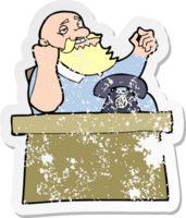 retro distressed sticker of a cartoon arrogant boss man drawing png