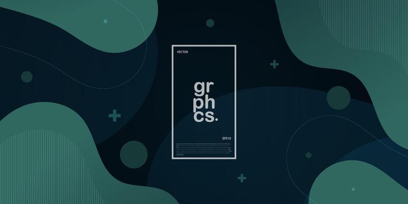 Dark green fluid abstract 3d background with gradient green color on background. Eps10