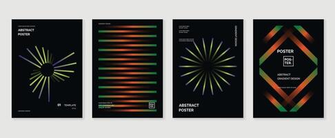 Abstract gradient poster background set. Minimalist style cover template with vibrant perspective 3d geometric prism shapes collection. Ideal design for social media, cover, banner, flyer. vector