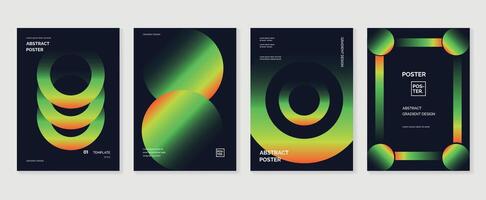 Abstract gradient poster background set. Minimalist style cover template with vibrant perspective 3d geometric prism shapes collection. Ideal design for social media, cover, banner, flyer. vector