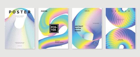 Abstract gradient poster background set. Minimalist style cover template with vibrant perspective 3d geometric prism shapes collection. Ideal design for social media, cover, banner, flyer. vector