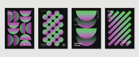 Abstract gradient poster background set. Minimalist style cover template with vibrant perspective 3d geometric prism shapes collection. Ideal design for social media, cover, banner, flyer. vector