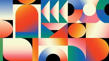 Abstract geometric gradient pattern design background . Wallpaper design with gradient color, circle, square and polygon shape. Modern and trendy illustration perfect for decor, cover, print. vector