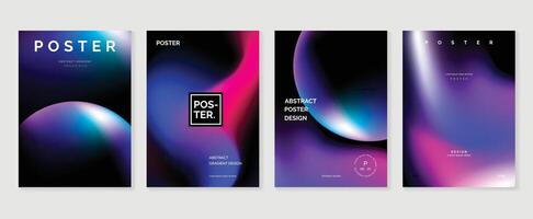 Abstract gradient poster background set. Minimalist style cover template with vibrant perspective 3d geometric prism shapes collection. Ideal design for social media, cover, banner, flyer. vector