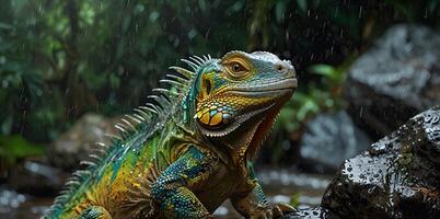 photo Exotic Reptile of chameleon with various colors of nature
