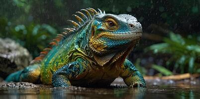 photo Exotic Reptile of chameleon with various colors of nature