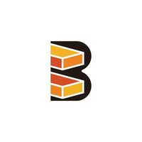 letter b wood flat geometric logo vector