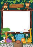 Empty banner template with zoo illustration vector