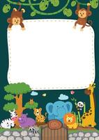 Empty banner template with zoo illustration vector