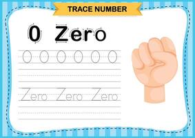 Numbers exercise with cartoon vocabulary.Trace number design for learning handwriting illustration vector