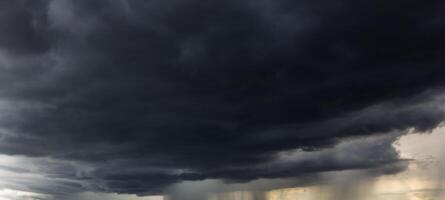 The dark sky with heavy clouds converging and a violent storm before the rain.Bad or moody weather sky and environment. carbon dioxide emissions, greenhouse effect, global warming, climate change photo