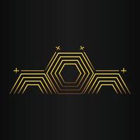 golden hexagon design on black background vector