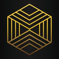 golden geometry design on black background vector