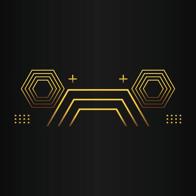 golden hexagon design on black background